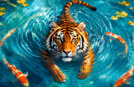 Wallpapers for iPad Pro 11″ 2024 (2420x2420): tiger, koi fish, lily pad, fish