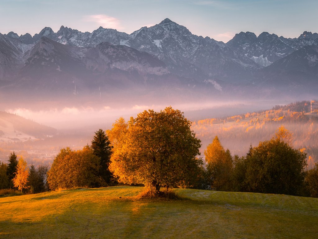 Autumn Mountain Valley at Sunset - XVGA wallpapers in 1024x768 resolution