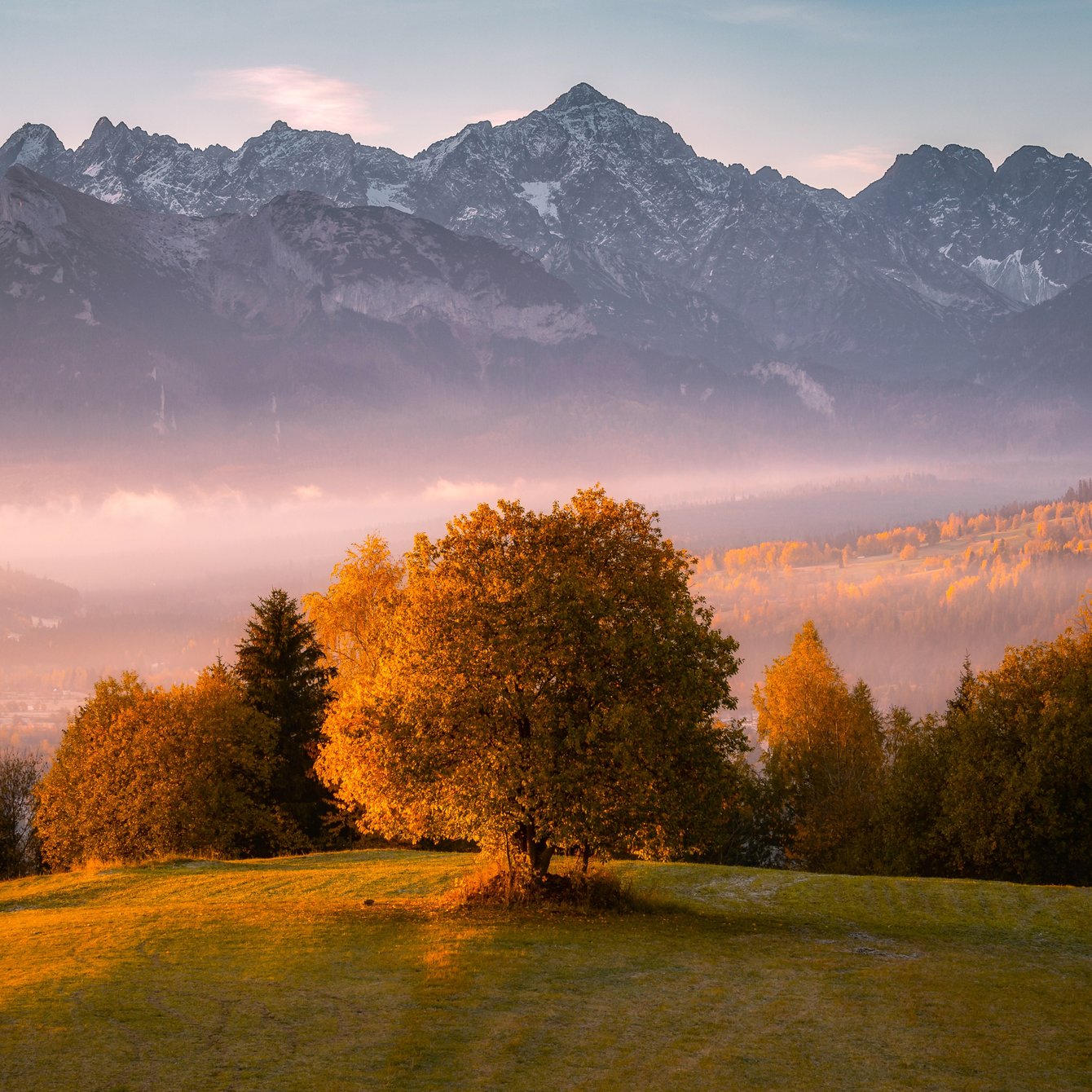 Autumn Mountain Valley at Sunset - Wallpapers for Samsung Galaxy Tab in 1340x1340 resolution