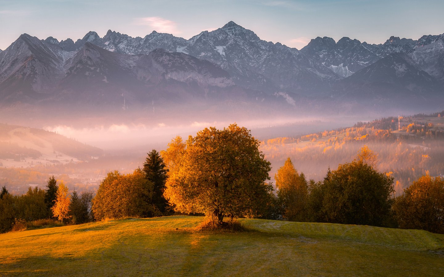 Autumn Mountain Valley at Sunset - WSXGA wallpapers in 1440x900 resolution