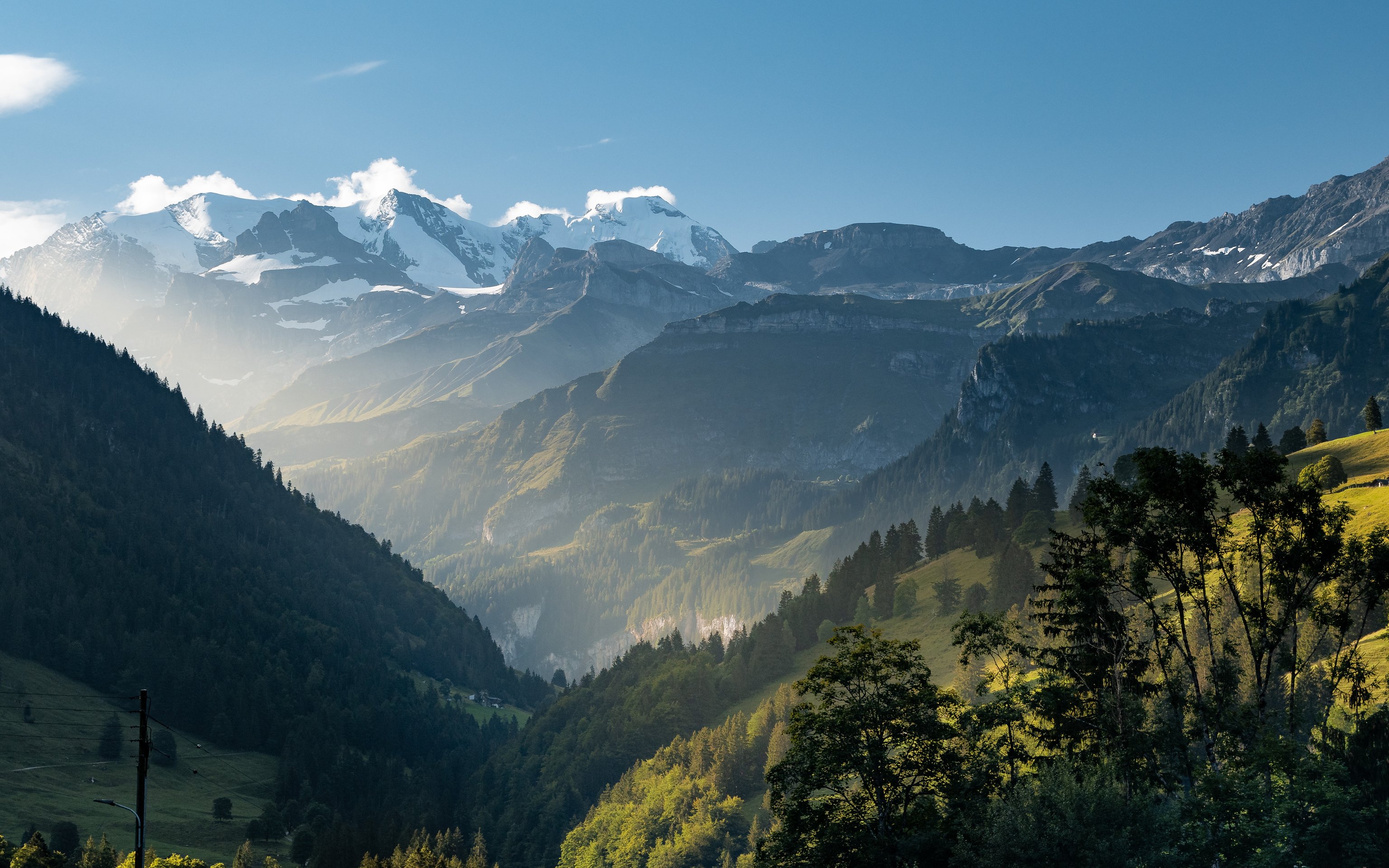 Swiss Alps Mountain Meadow View - Wallpapers for Apple MacBook 16″ in 3072x1920 resolution