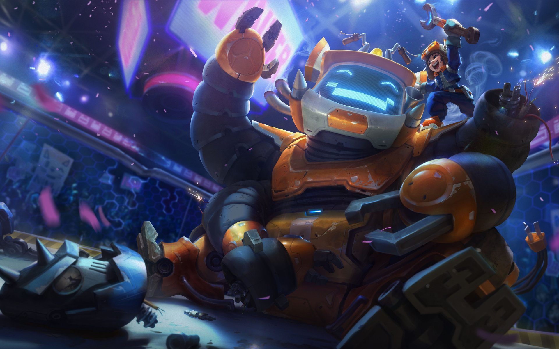 Nunu & Willump Bot in Neon Arena - WUXGA wallpapers in 1920x1200 resolution