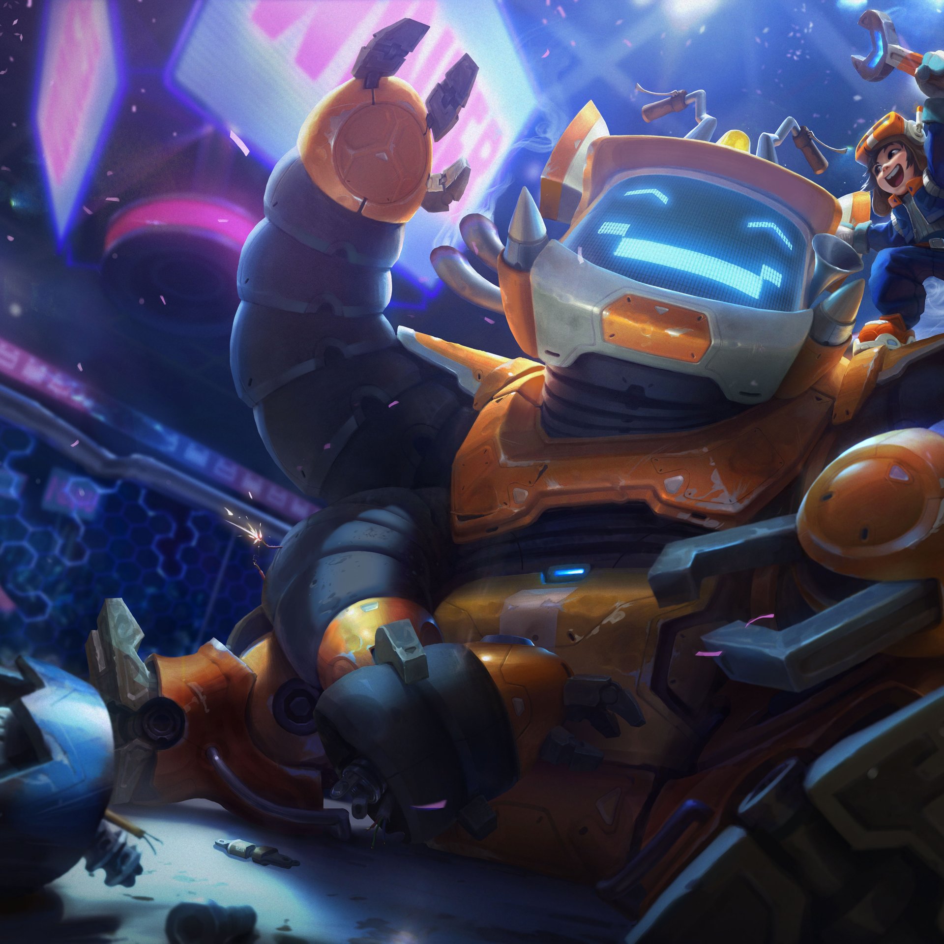 Nunu & Willump Bot in Neon Arena - Wallpapers for Samsung Galaxy Tab in 1920x1920 resolution