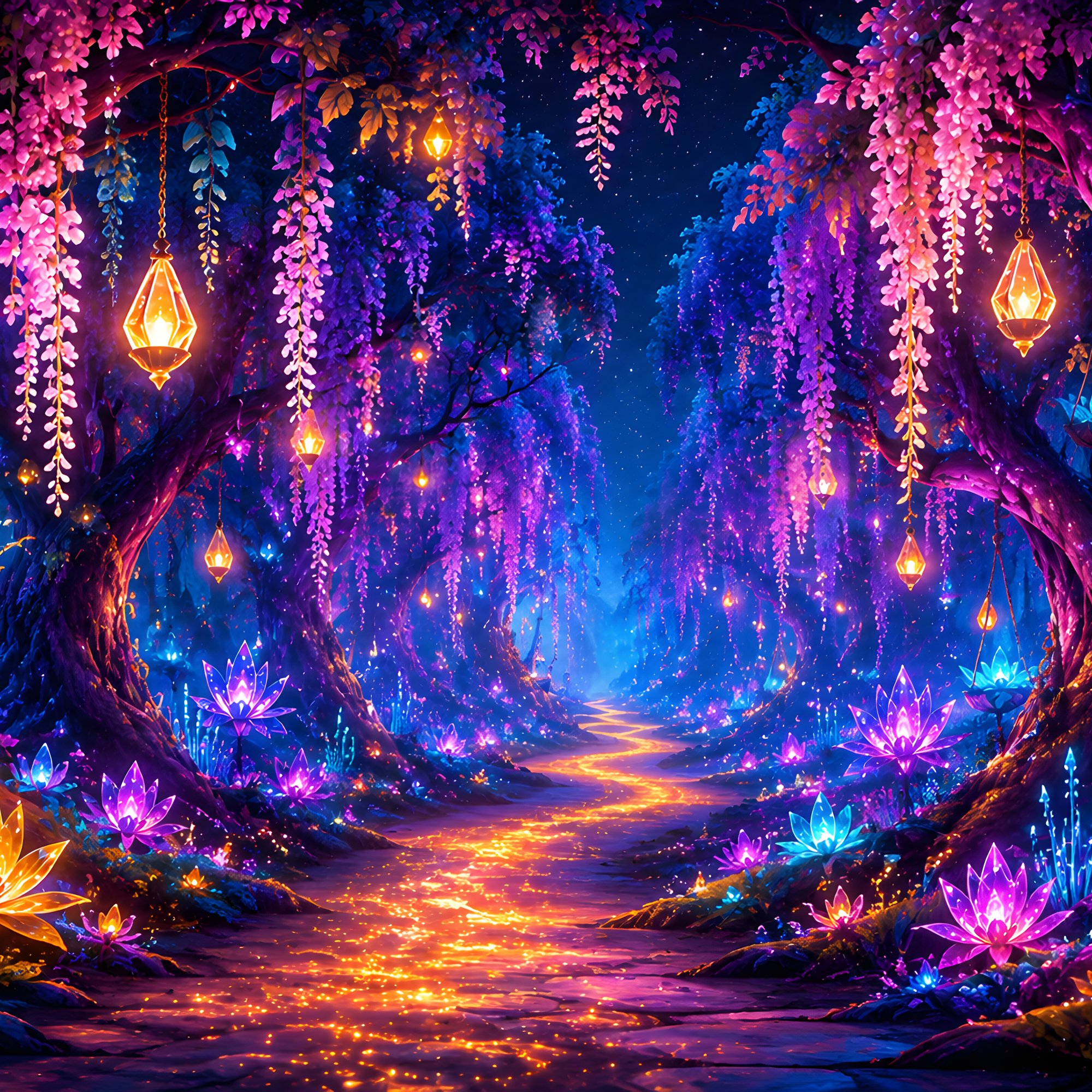 Shining flowers in a fabulous forest - Wallpapers for Samsung/Xiaomi in 2000x2000 resolution