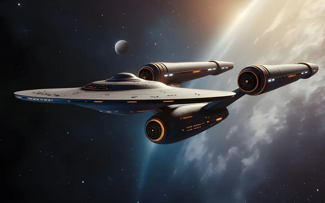 Spaceship in orbit — desktop and phone wallpaper, free download