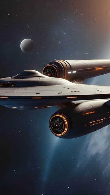 Spaceship in orbit - Wallpapers for Nokia, Samsung in 360x640 resolution