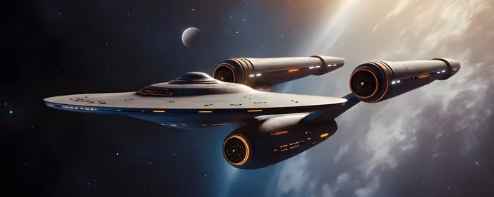 Spaceship Wallpapers for dual monitors (7680x2160): spaceship, planet, orbit, moon