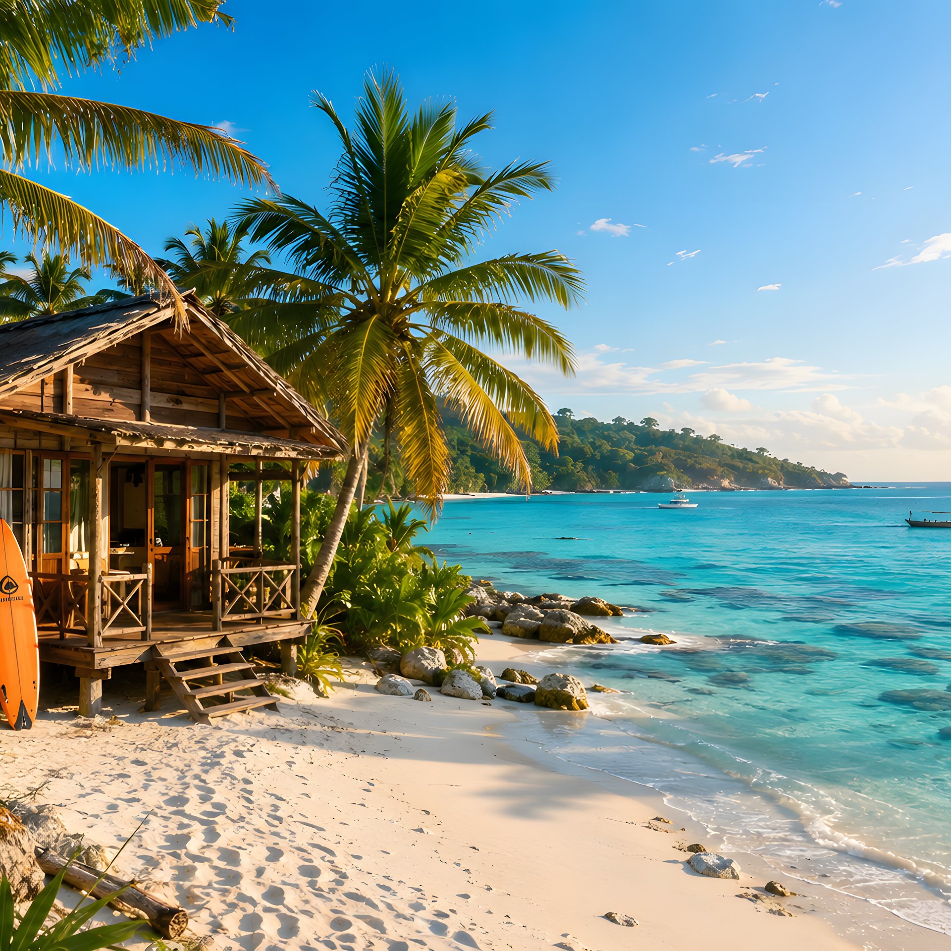 Tropical Bungalow by the Ocean - Wallpapers for Samsung Galaxy Tab in 1920x1920 resolution