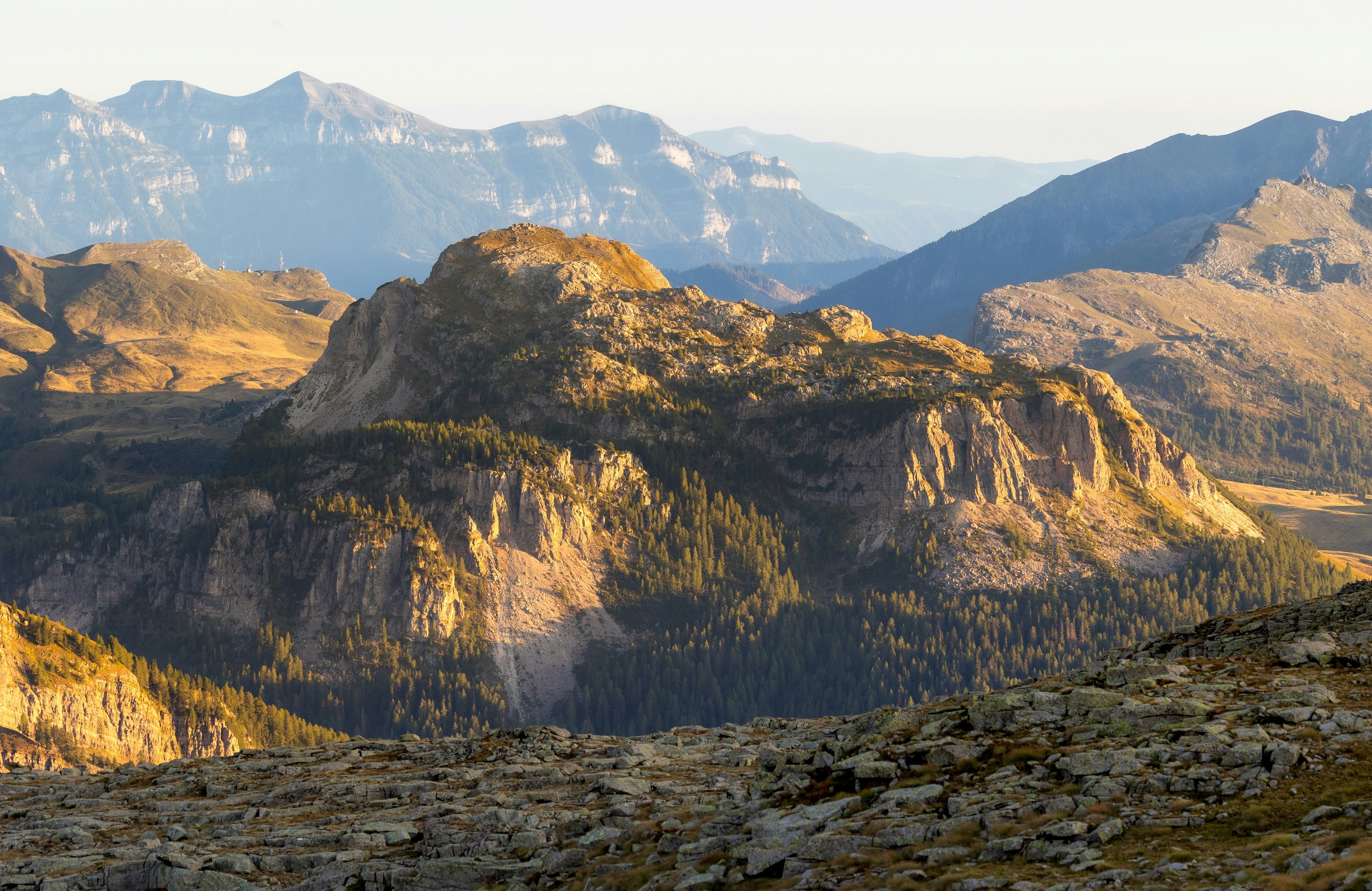 Sunlit Mountain Valleys and Ridges - Wallpapers for Apple MacBook 14.2″ in 3024x1964 resolution
