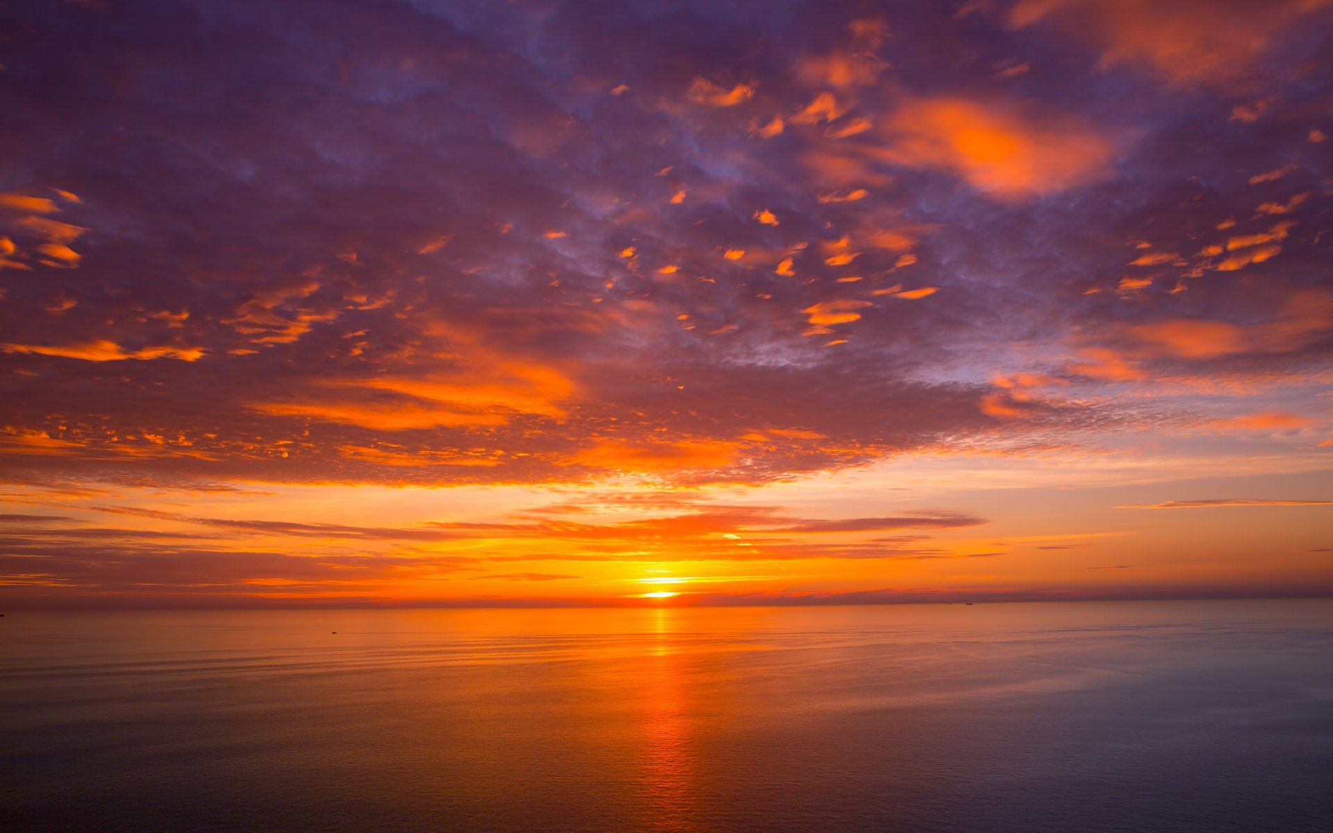 Orange sunset over a calm sea - WUXGA wallpapers in 1920x1200 resolution