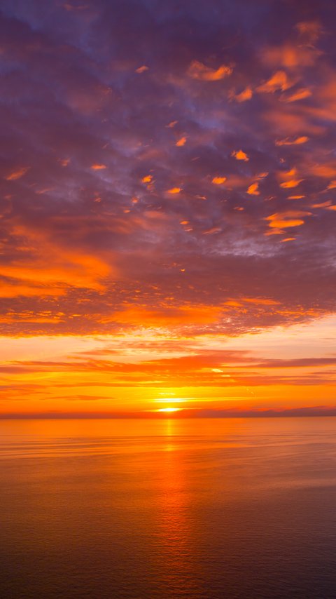 Orange sunset over a calm sea - Wallpapers for LG/ASUS in 480x854 resolution