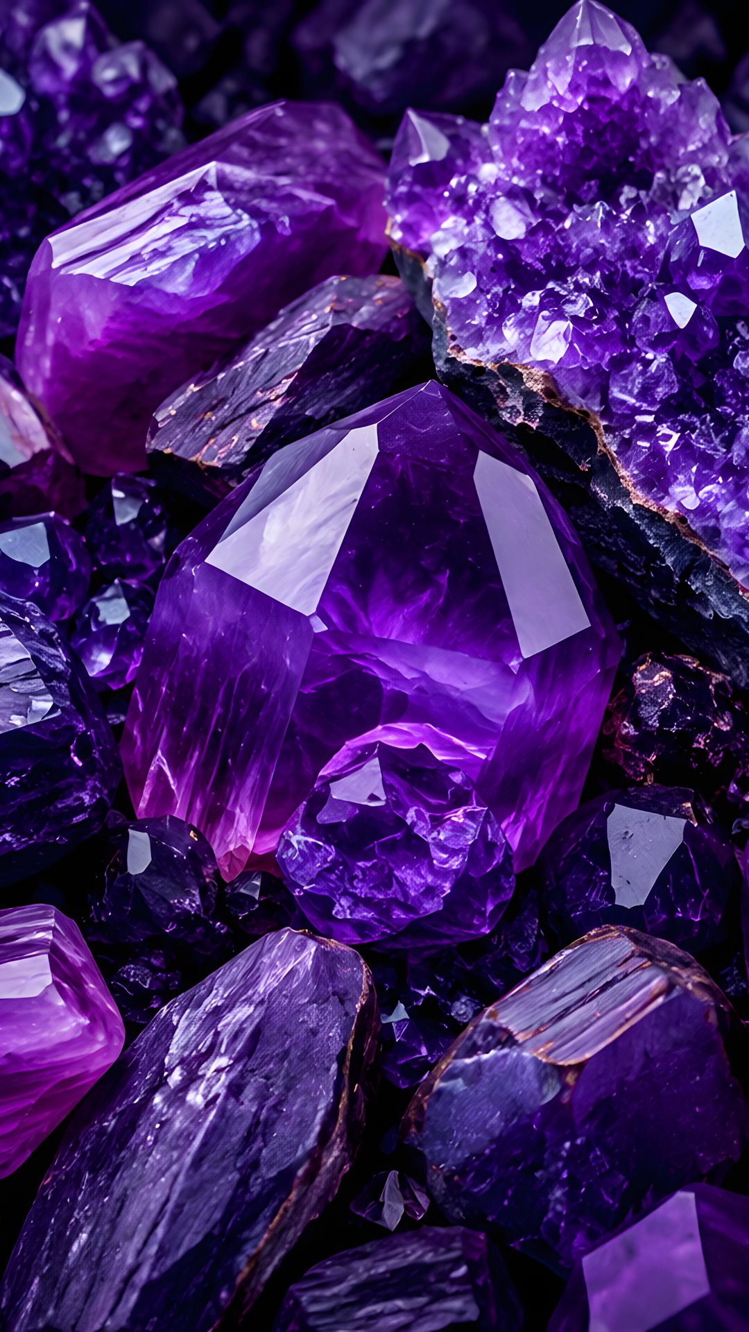 Amethyst Crystal Mineral Cluster - Wallpapers for Samsung, Honor, Sony in 1080x1920 resolution