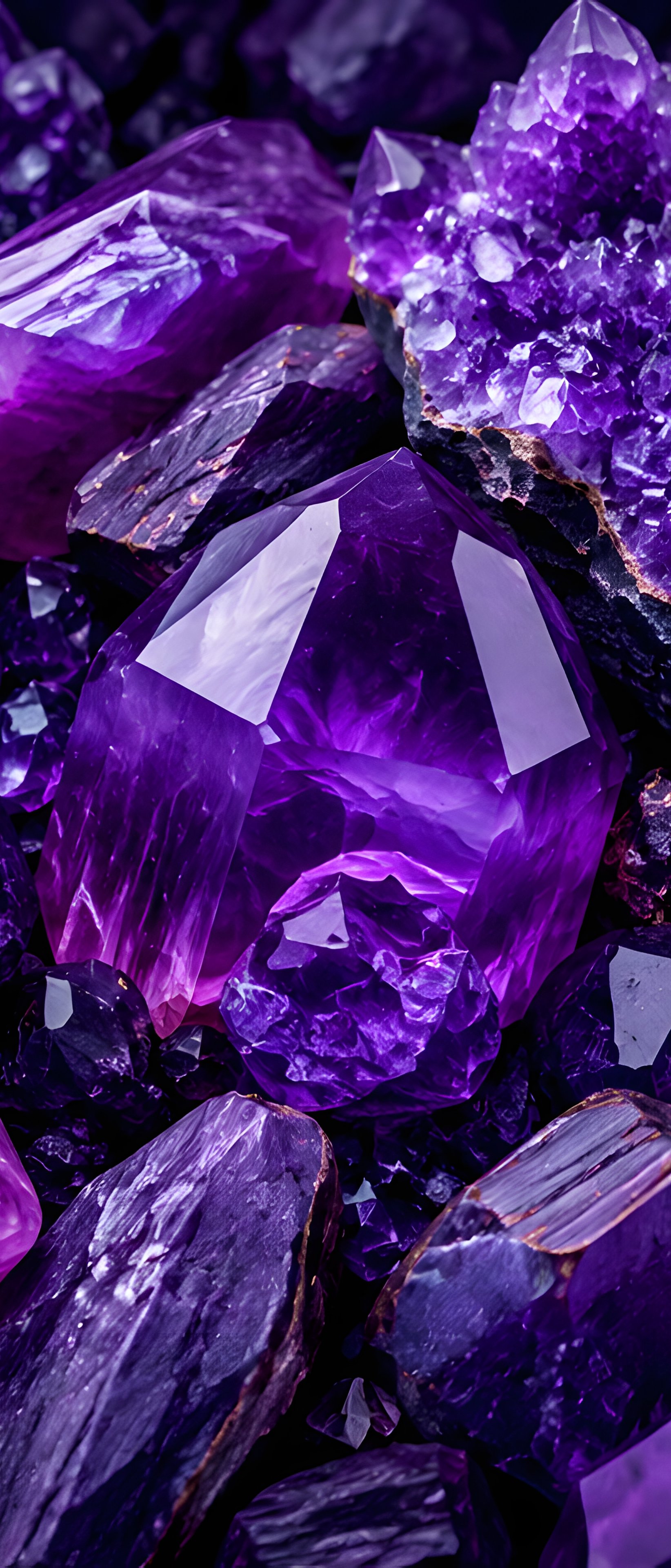 Amethyst Crystal Mineral Cluster - Wallpapers for Sony Xperia 1/Xperia 1 III/Xperia PRO-I in 1644x3840 resolution