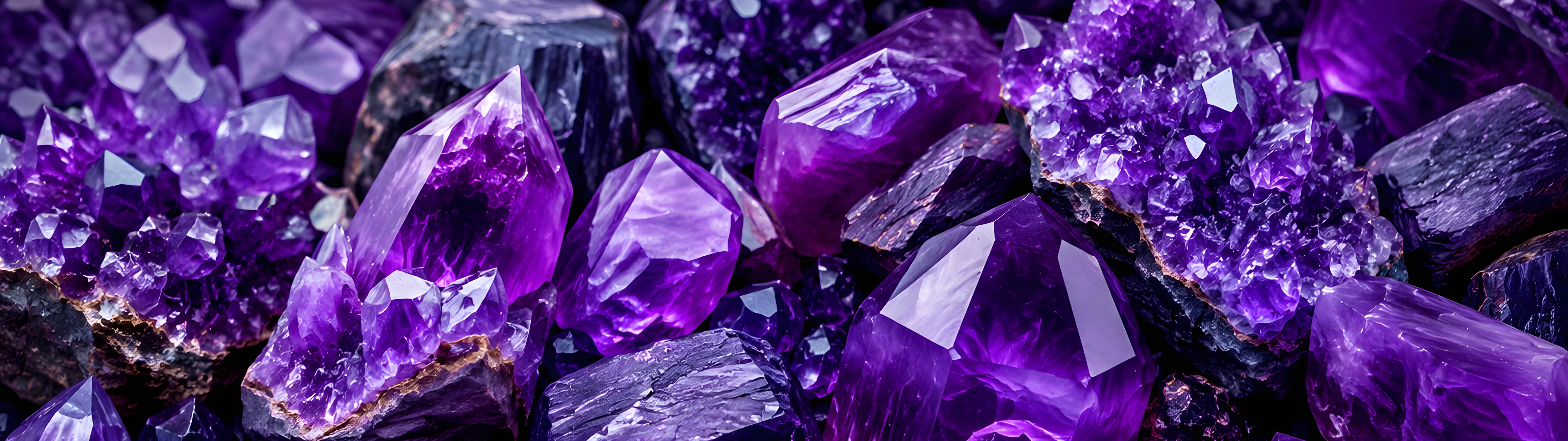 Amethyst Crystal Mineral Cluster - Dual Monitor Wallpapers in 7680x2160 resolution