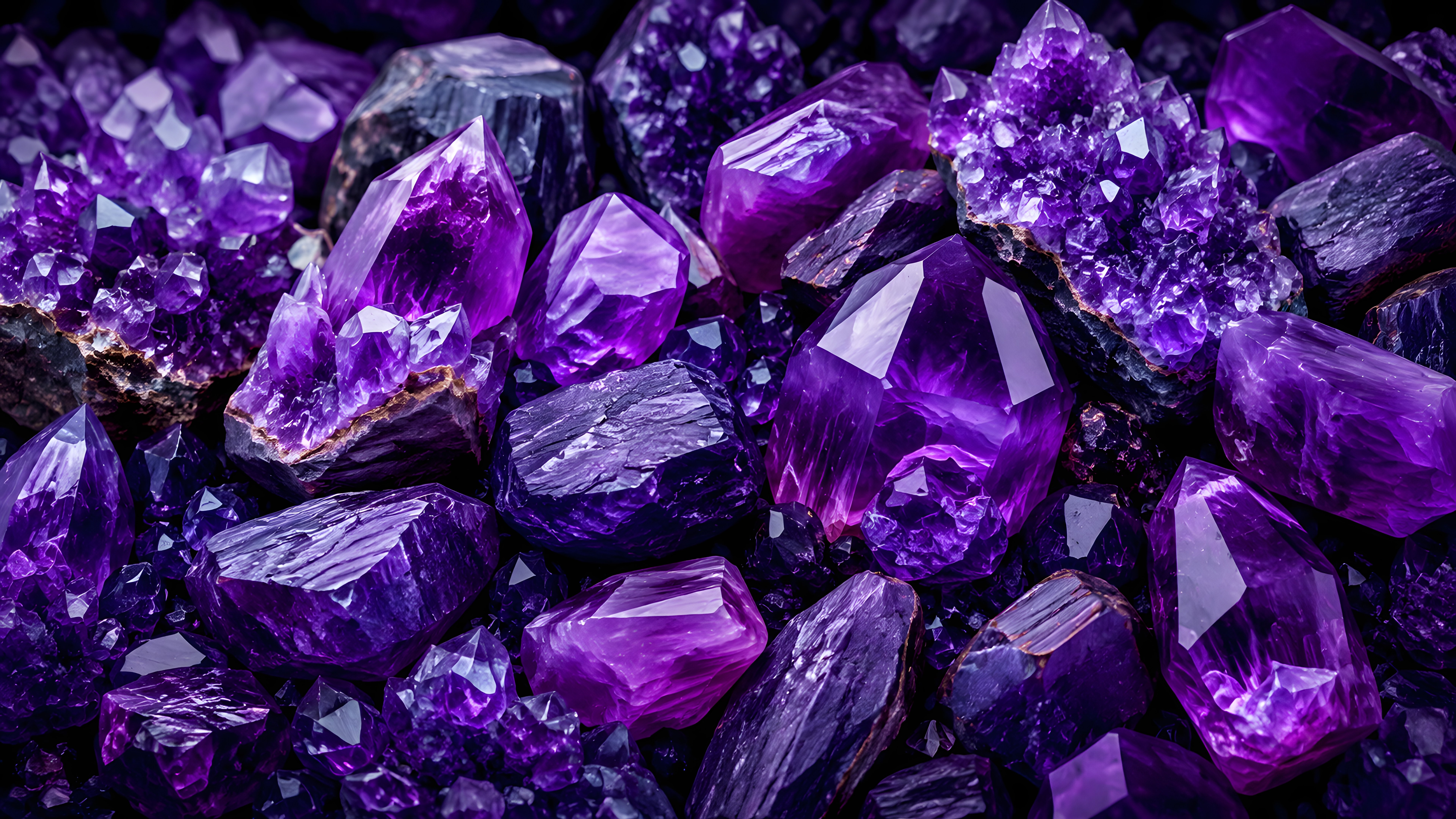 Amethyst Crystal Mineral Cluster - 8K wallpapers in 7680x4320 resolution