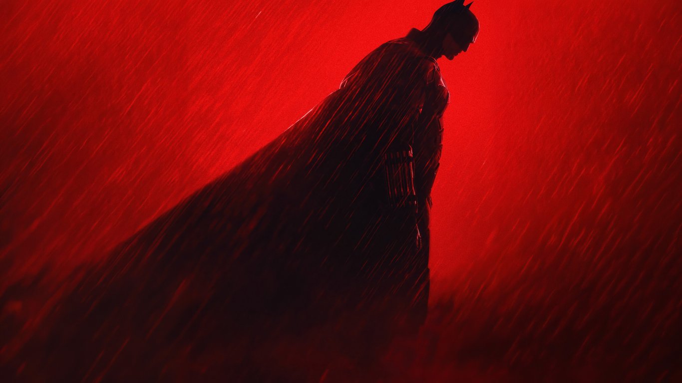 Batman Silhouette on Red Background - Laptop Wallpapers in 1366x768 resolution