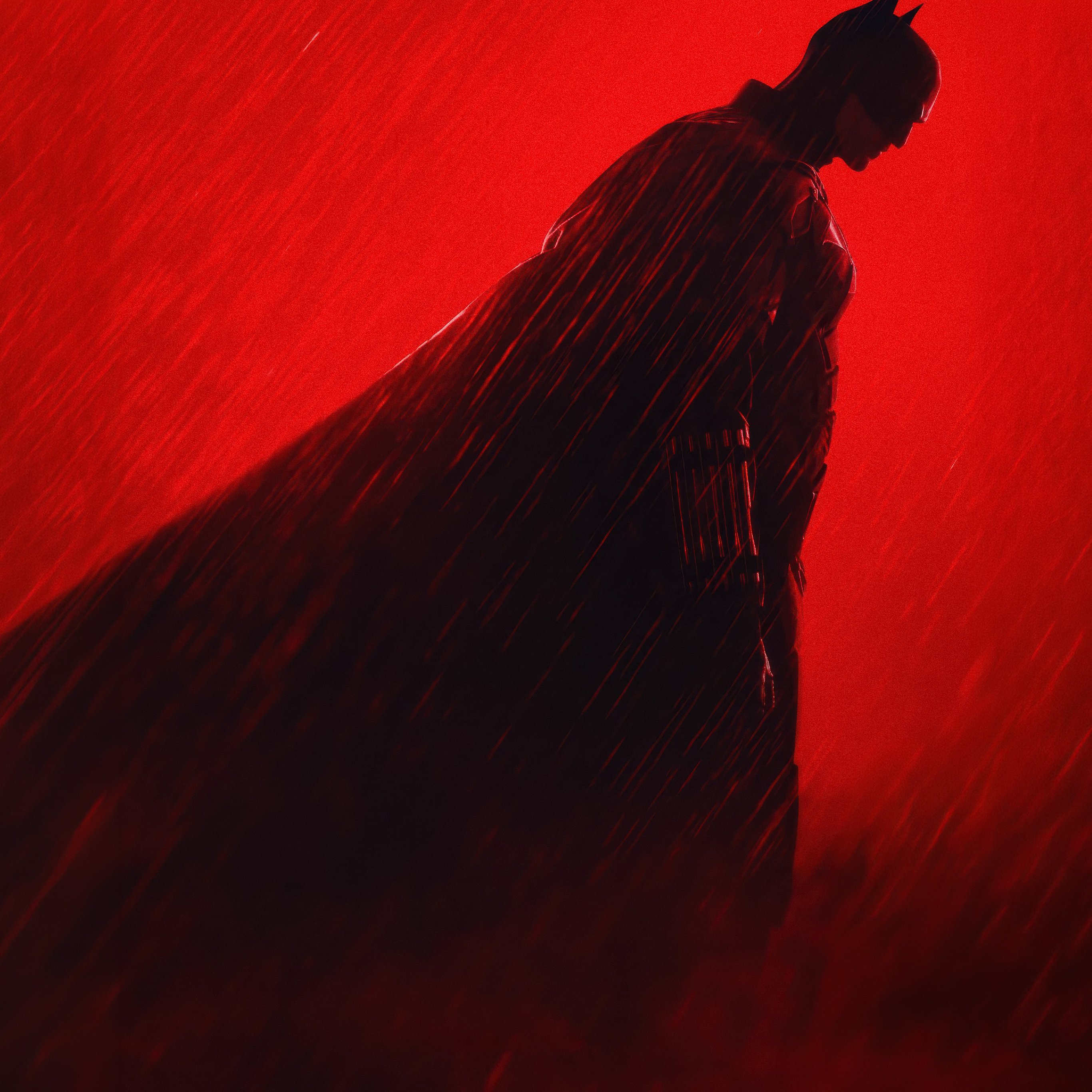 Batman Silhouette on Red Background - Wallpapers for iPad Pro 12.9″ in 2732x2732 resolution