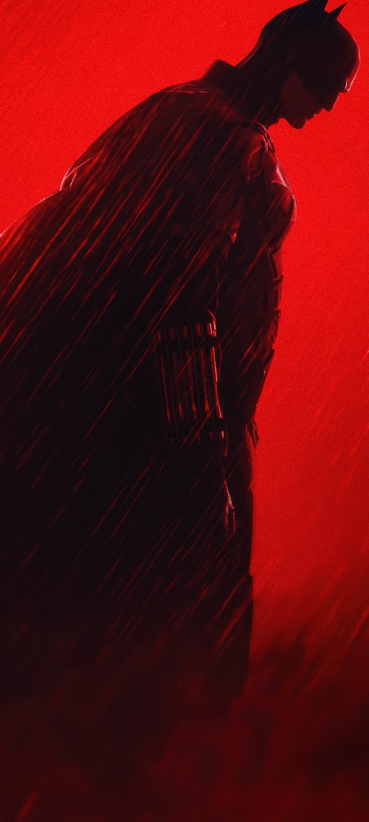 Batman Silhouette on Red Background - Wallpapers for Xiaomi Redmi 10C/C40/C51, Samsung Galaxy A12/A02s/A03/M12 in 720x1600 resolution
