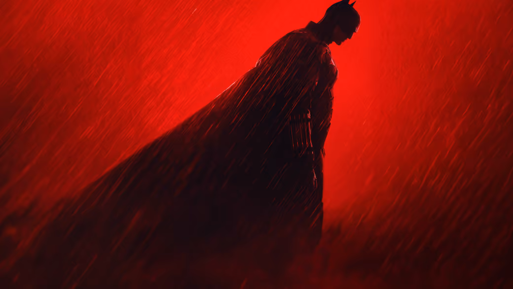Batman Silhouette on Red Background — desktop and phone wallpaper, free download