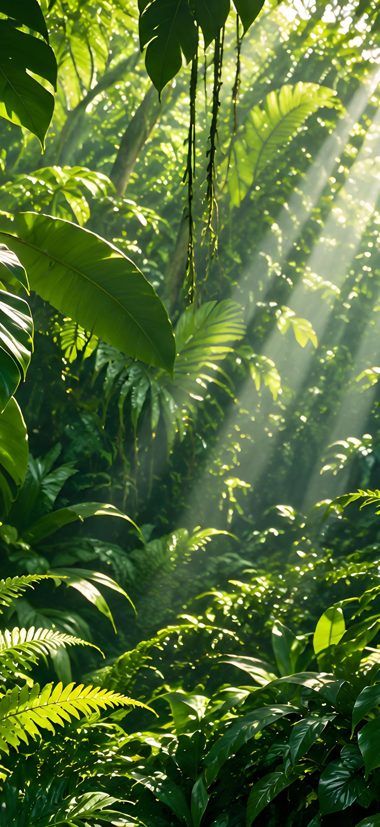 Sunlight Through Tropical Jungle Leaves - Wallpapers for iPhone Air in 1260x2736 resolution