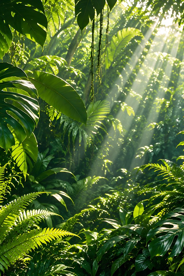 Sunlight Through Tropical Jungle Leaves - Wallpapers for iPhone 4/4S in 640x960 resolution