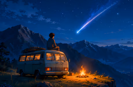 Constellation Wallpapers: van, constellation, boy, mountains