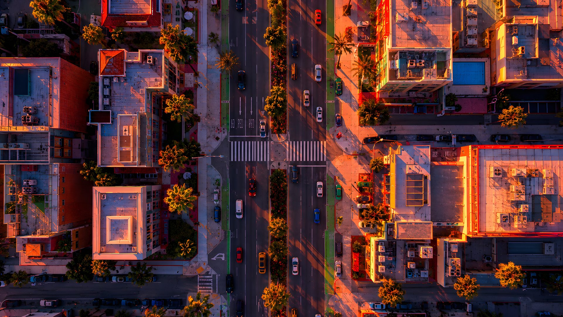 Los Angeles at sunset view from above - Full HD wallpapers in 1920x1080 resolution