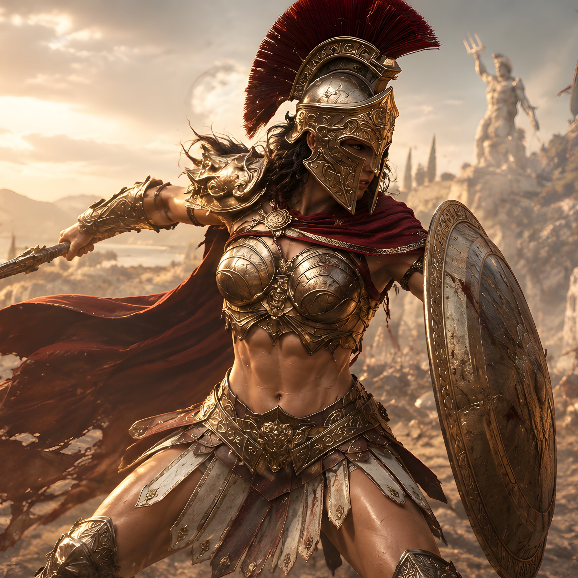 Spartan warrior in battle - Wallpapers for Samsung Galaxy Tab in 1920x1920 resolution