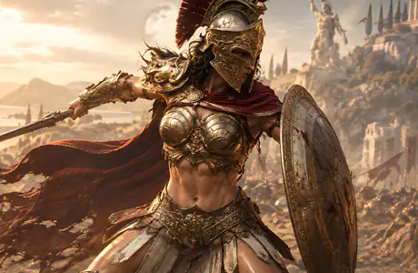 Warrior women Wallpapers for Apple iPad 1 (1024x1024): spartan, fantasy girl, armor, helmet