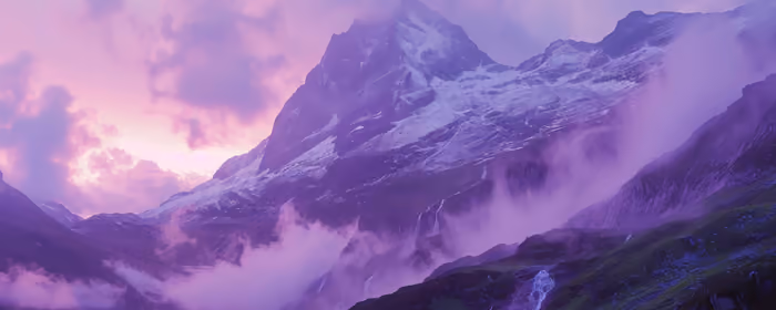 UltraWide 32:9 wallpapers (3840x1080): mountains, valley, colorful sunset, fog