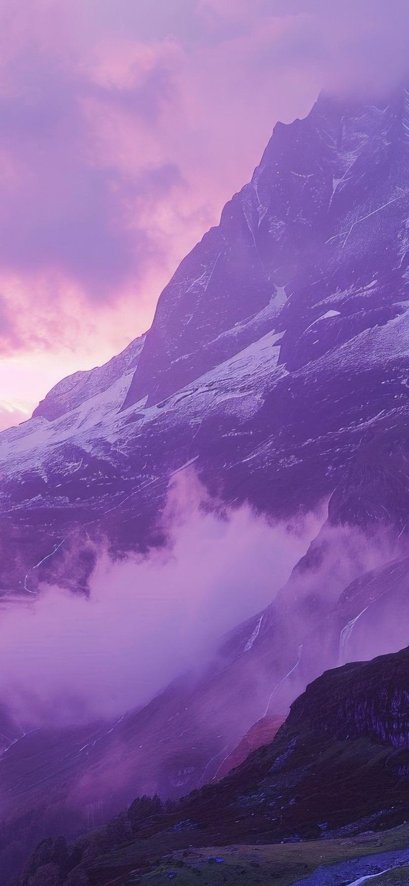 Purple Sunset Over Mountain Valley - Wallpapers for iPhone 11/XR in 828x1792 resolution