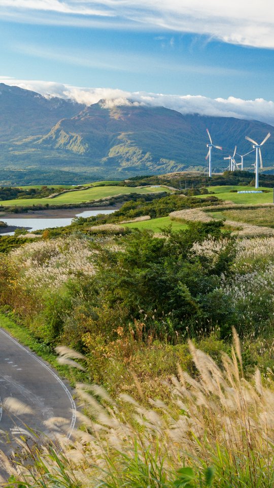 Japan Mountain Road and Green Fields - Wallpapers for Samsung, HTC, Sony in 540x960 resolution