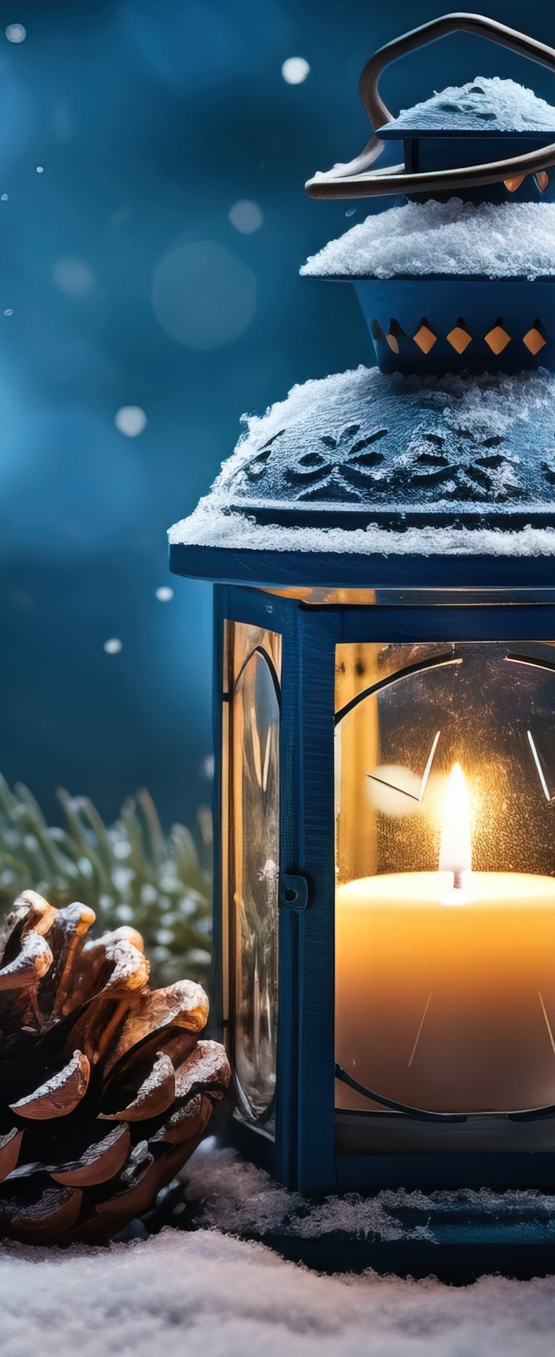 Lantern with candle for Christmas - Wallpapers for Samsung Galaxy Z Flip6, Motorola Razr 2025 in 1080x2640 resolution