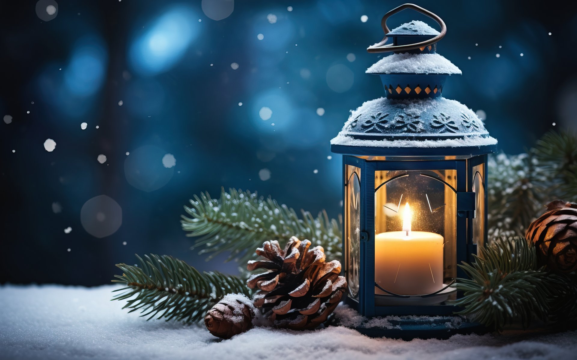 Lantern with candle for Christmas - WUXGA wallpapers in 1920x1200 resolution