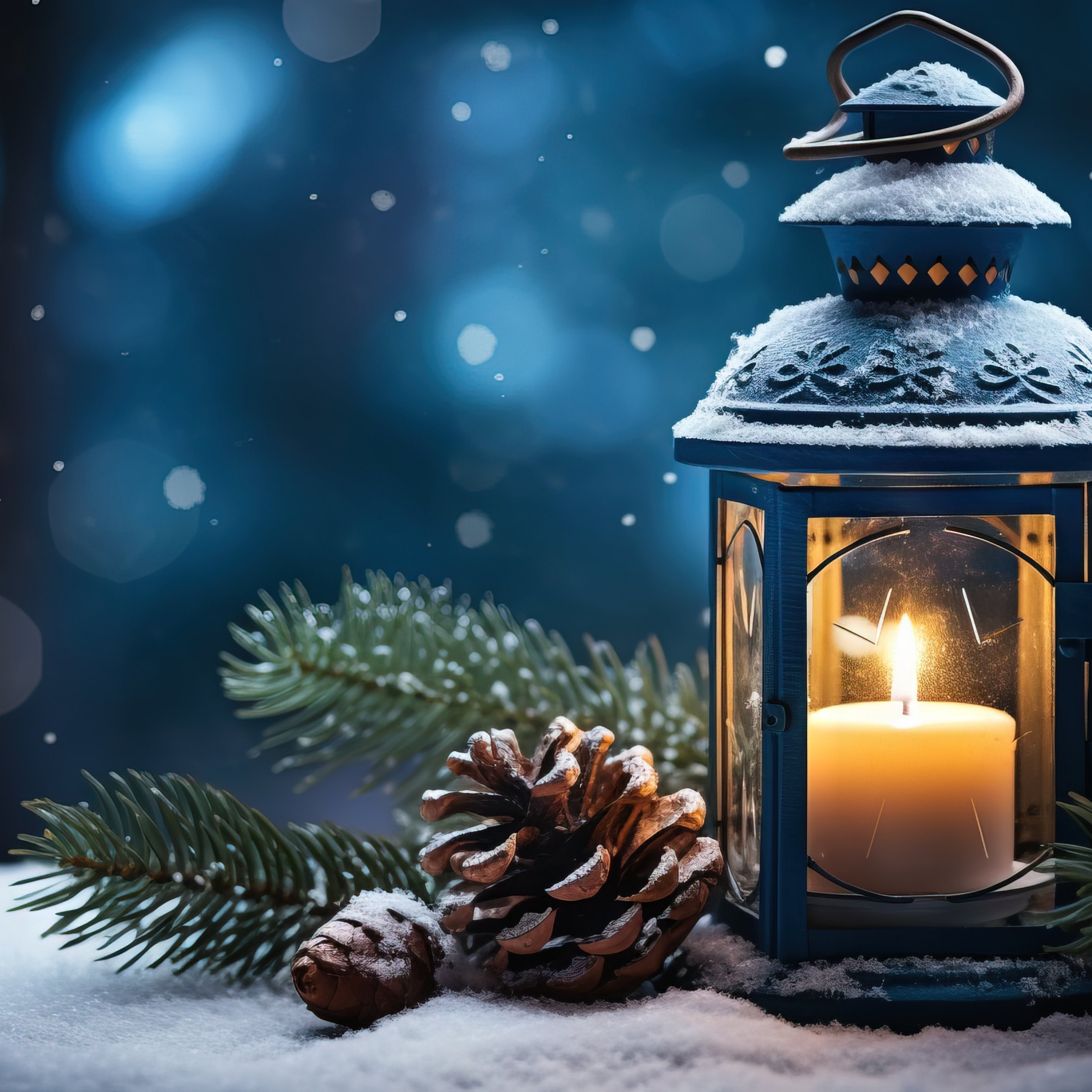 Lantern with candle for Christmas - Wallpapers for iPad Air 10.9″ in 2360x2360 resolution