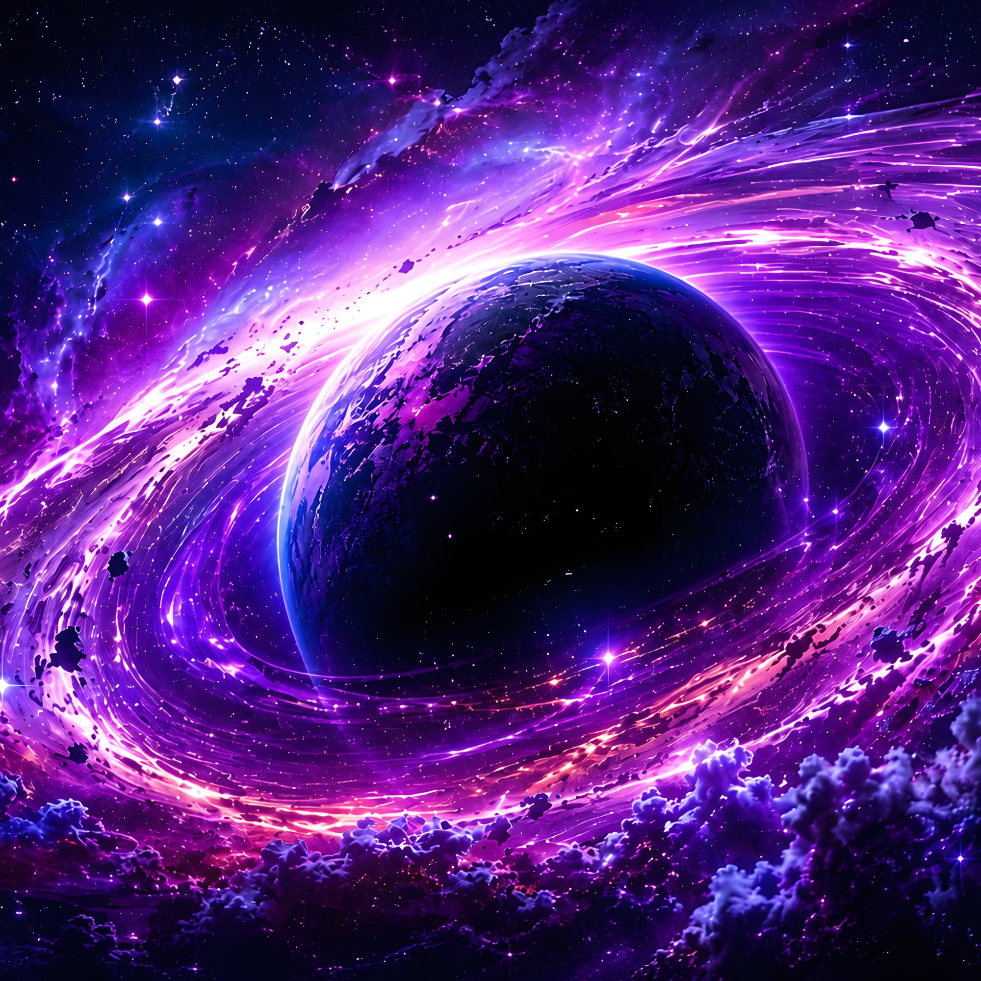 Planet in a Purple Cosmic Swirl - Wallpapers for Samsung/Xiaomi in 2000x2000 resolution