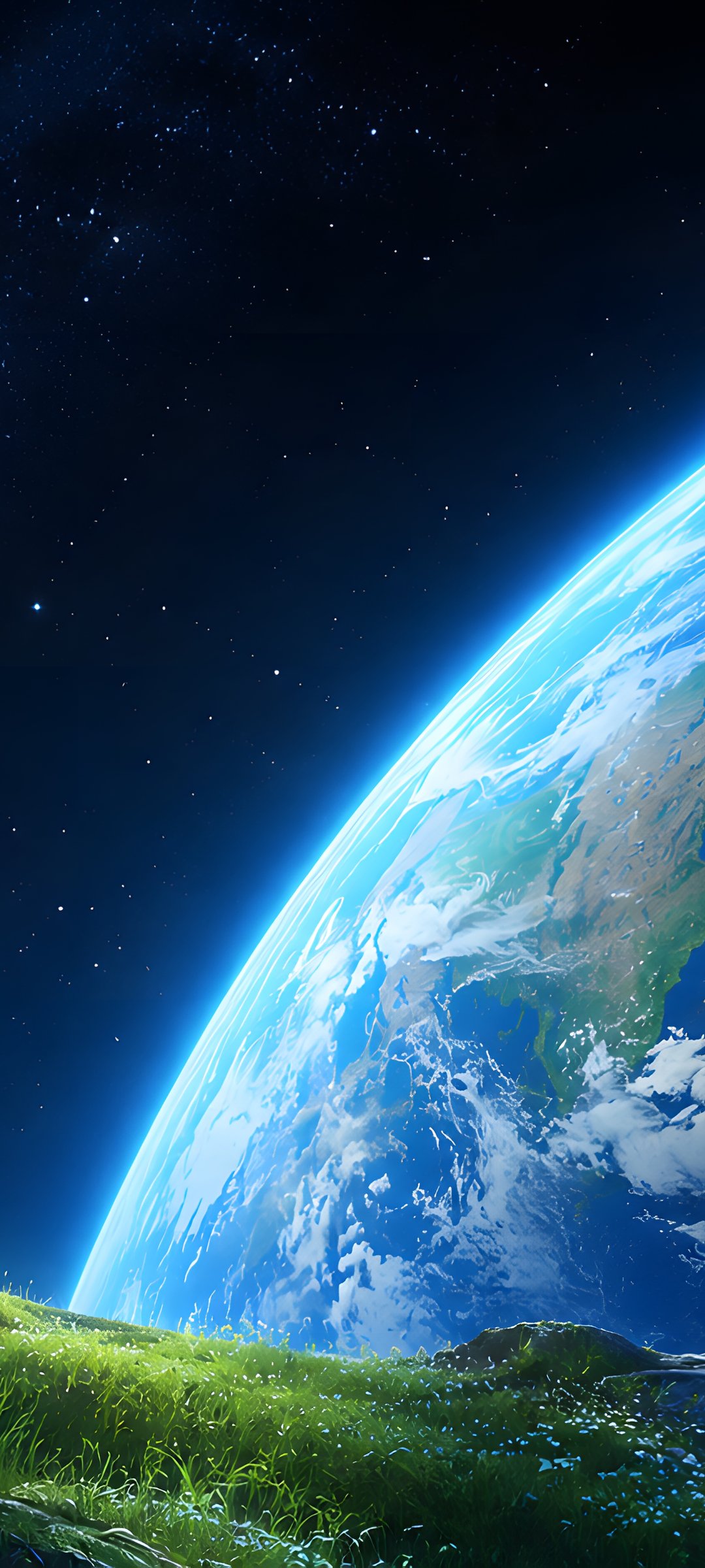 Man Observing Earth from Space - Wallpapers for Samsung Galaxy M55, POCO M4/X4/X5, Xiaomi Redmi 12/13/Note 13/Note 14/Note 14S in 1080x2400 resolution