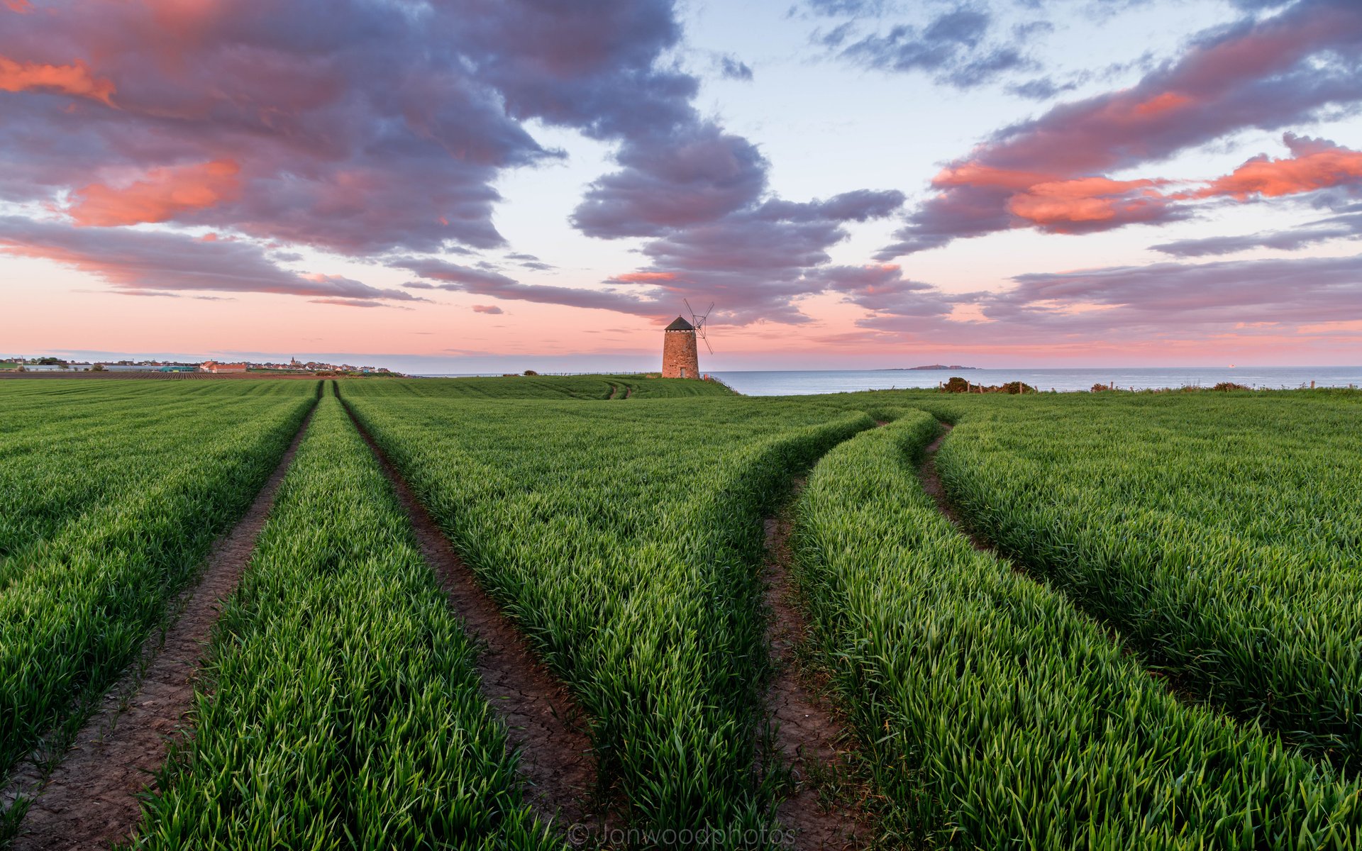 Green field in Scotland at sunset - WUXGA wallpapers in 1920x1200 resolution