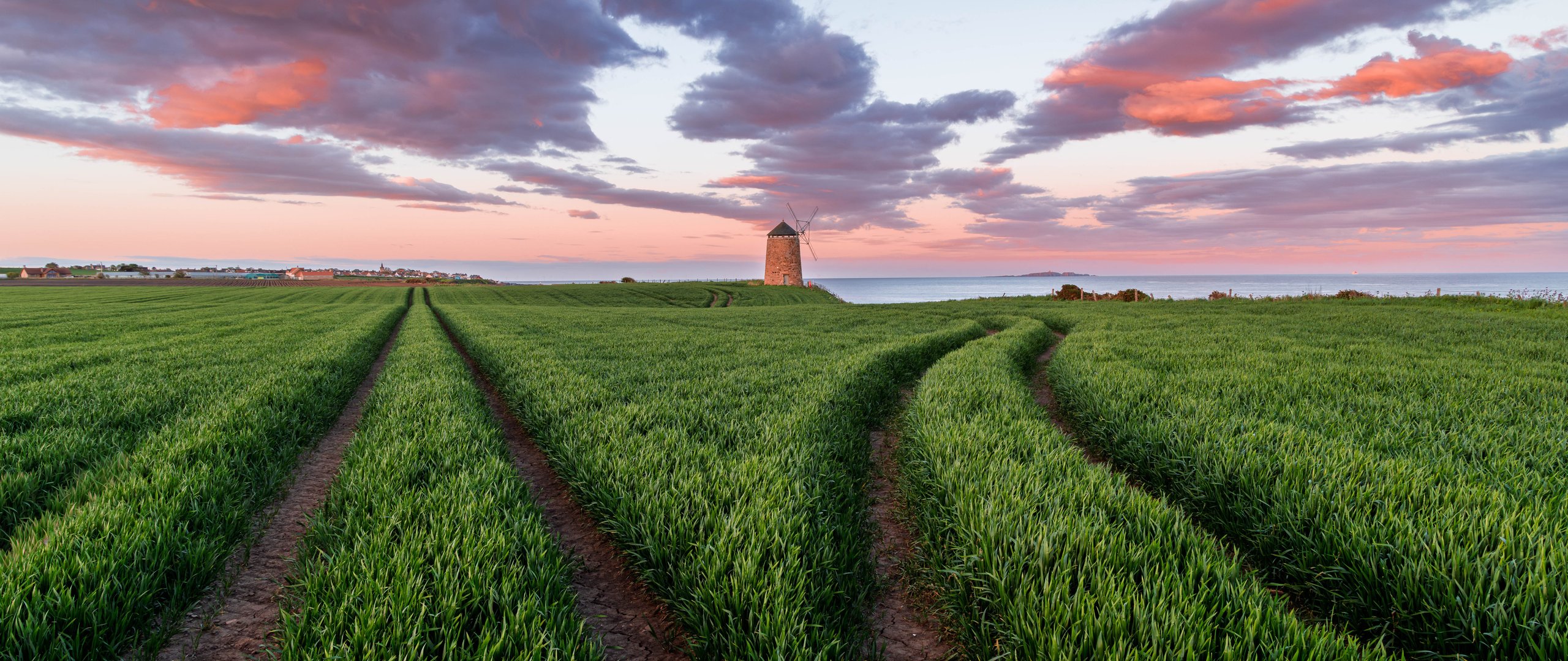 Green field in Scotland at sunset - UltraWide 21:9 wallpapers in 2560x1080 resolution
