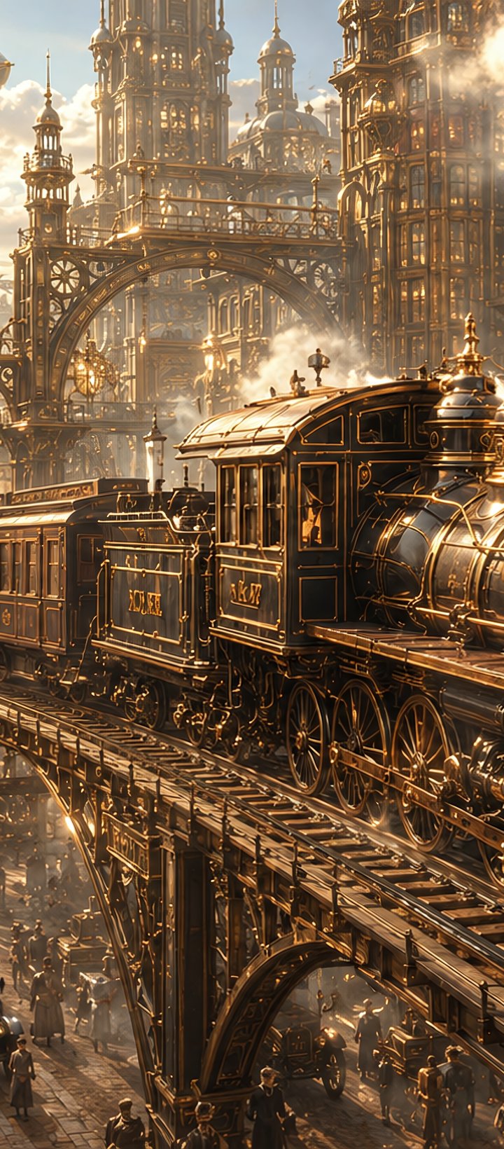 Steampunk Steam Train City Scene - Wallpapers for Xiaomi Redmi 14C, POCO C71/C75/M7, Infinix Note 8 in 720x1640 resolution