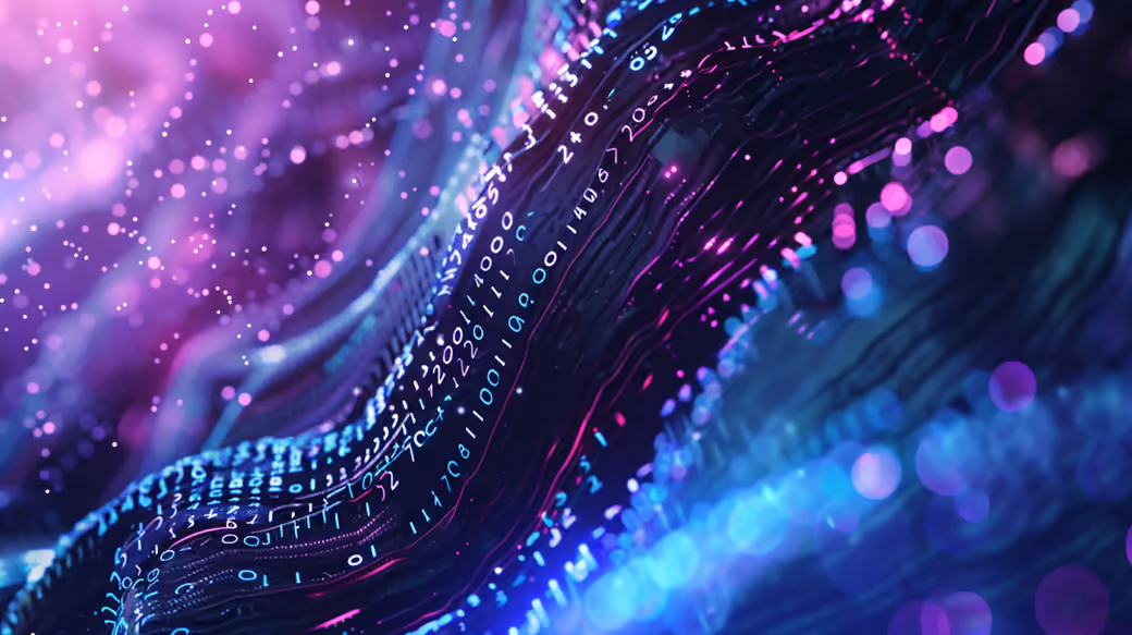 Abstract wave with data transmission - Wallpapers for iPhone 12 mini/13 mini, Samsung Galaxy S24/S24 FE/S25/S25 FE/S26/A55/A56/A35/A26/A16/M15, Xiaomi, Sony Xperia in 1080x2340 resolution