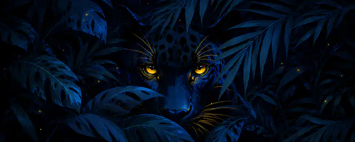 UltraWide 21:9 wallpapers (3440x1440): panther, yellow eyes, jungles, night
