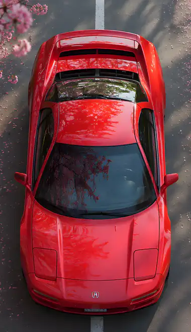 Cars wallpapers: Acura NSX, sakura, road, reflection