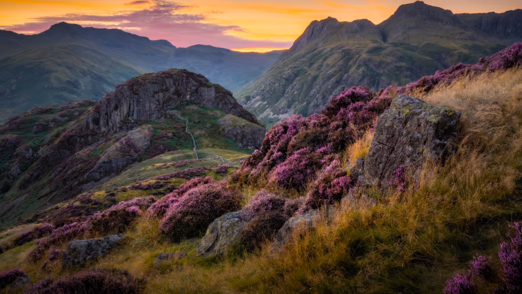 England Mountain Valley Sunset — desktop and phone wallpaper, free download
