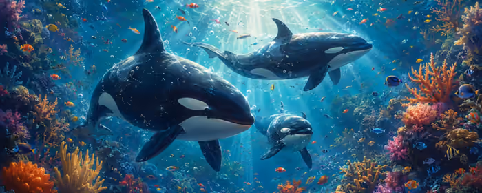UltraWide 21:9 Fish wallpapers (2560x1080): orca, corals, reef, underwater