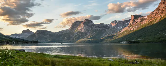 5K2K UltraWide 21:9 wallpapers (5120x2160): Norway, mountains, lake, sunset