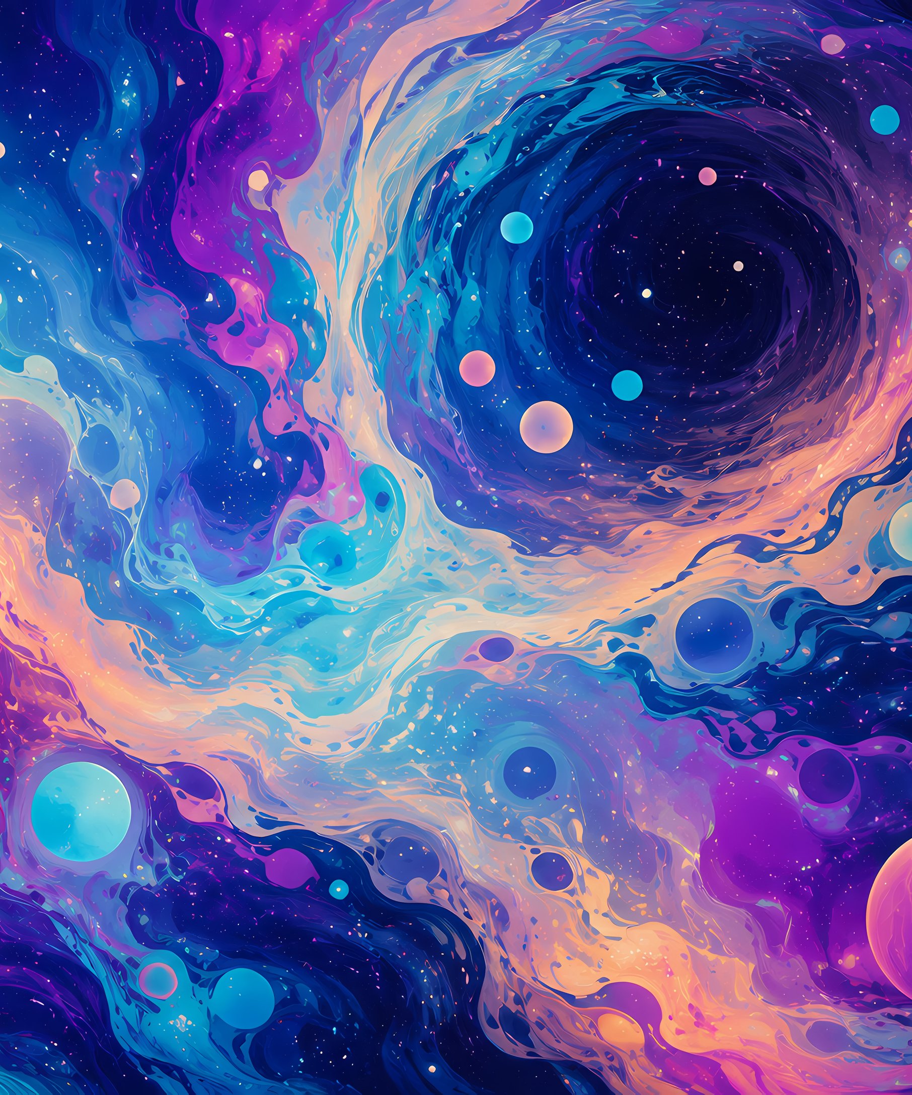 Blue Paint Mixing in Fluid Spirals - Wallpapers for Samsung Galaxy Z Fold4/Z Fold5/Z Fold6 in 1812x2176 resolution