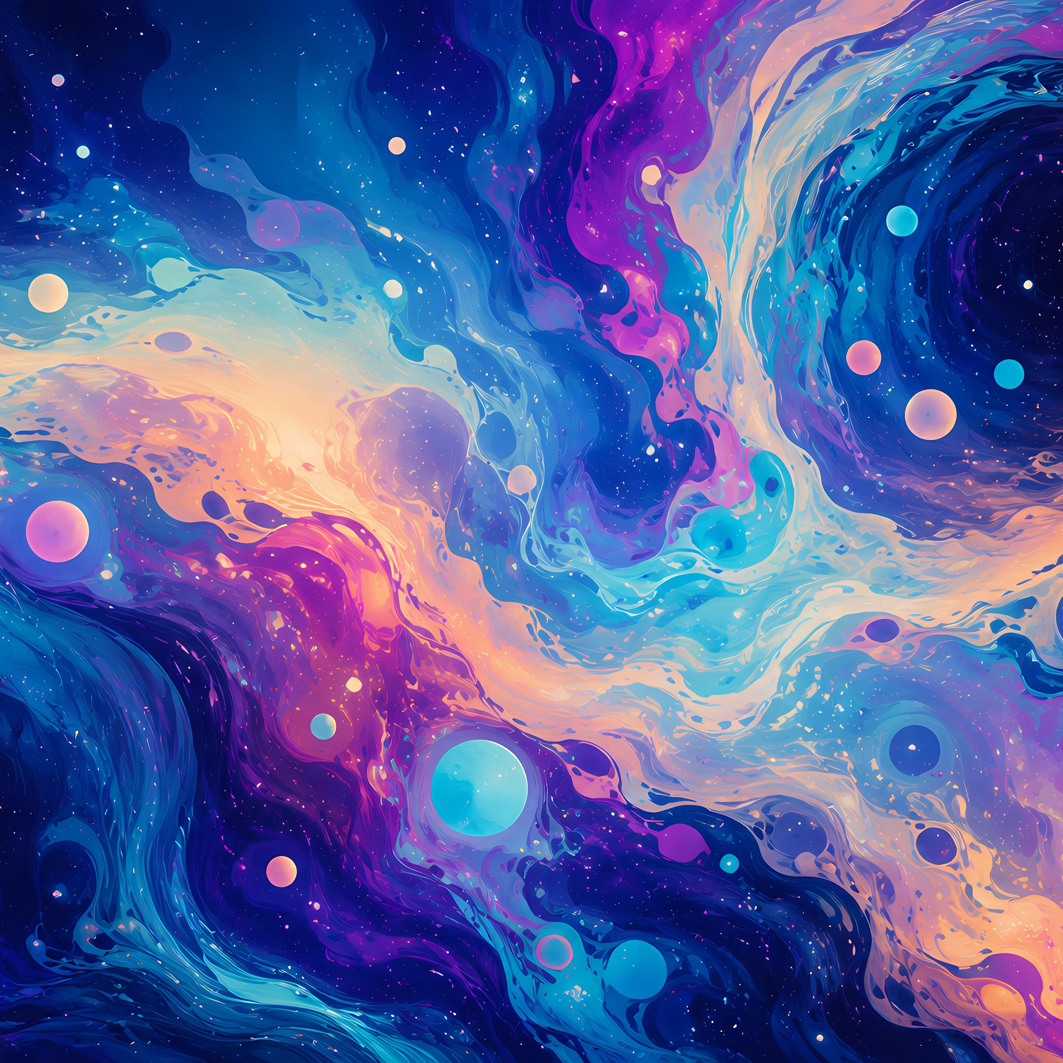 Blue Paint Mixing in Fluid Spirals - Wallpapers for iPad 10.2″ in 2160x2160 resolution