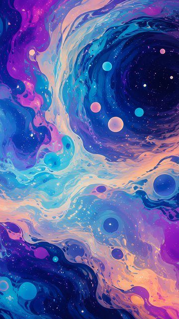 Blue Paint Mixing in Fluid Spirals - Wallpapers for Nokia, Samsung in 360x640 resolution