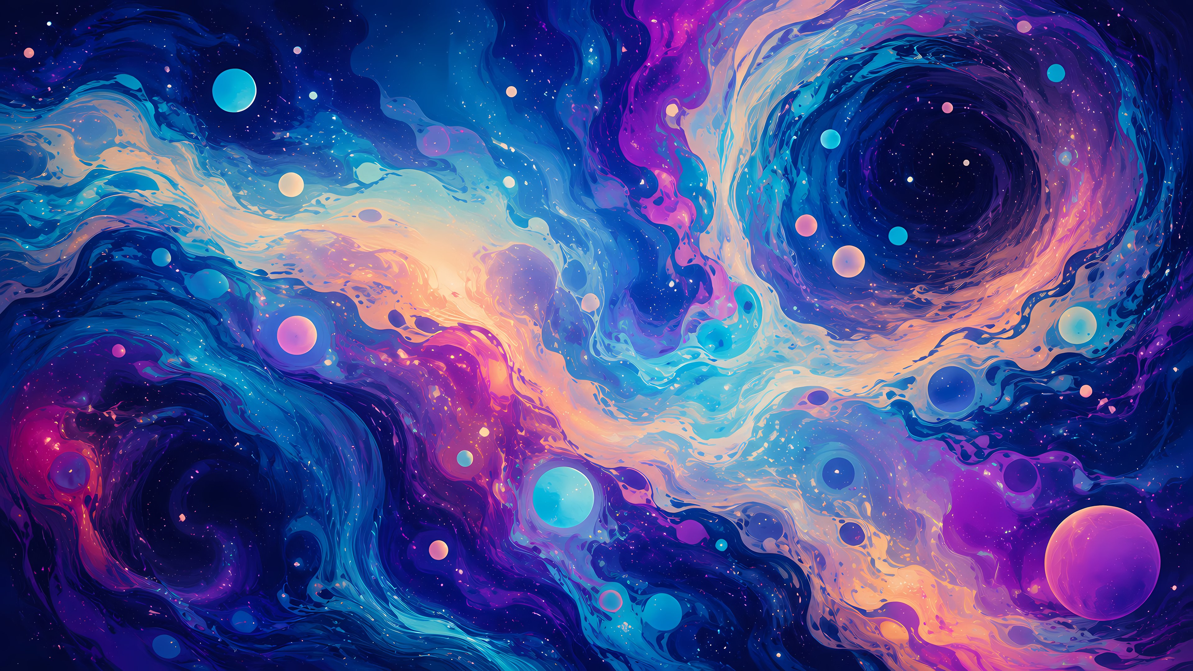 Blue Paint Mixing in Fluid Spirals - 4K PC Wallpapers in 3840x2160 resolution